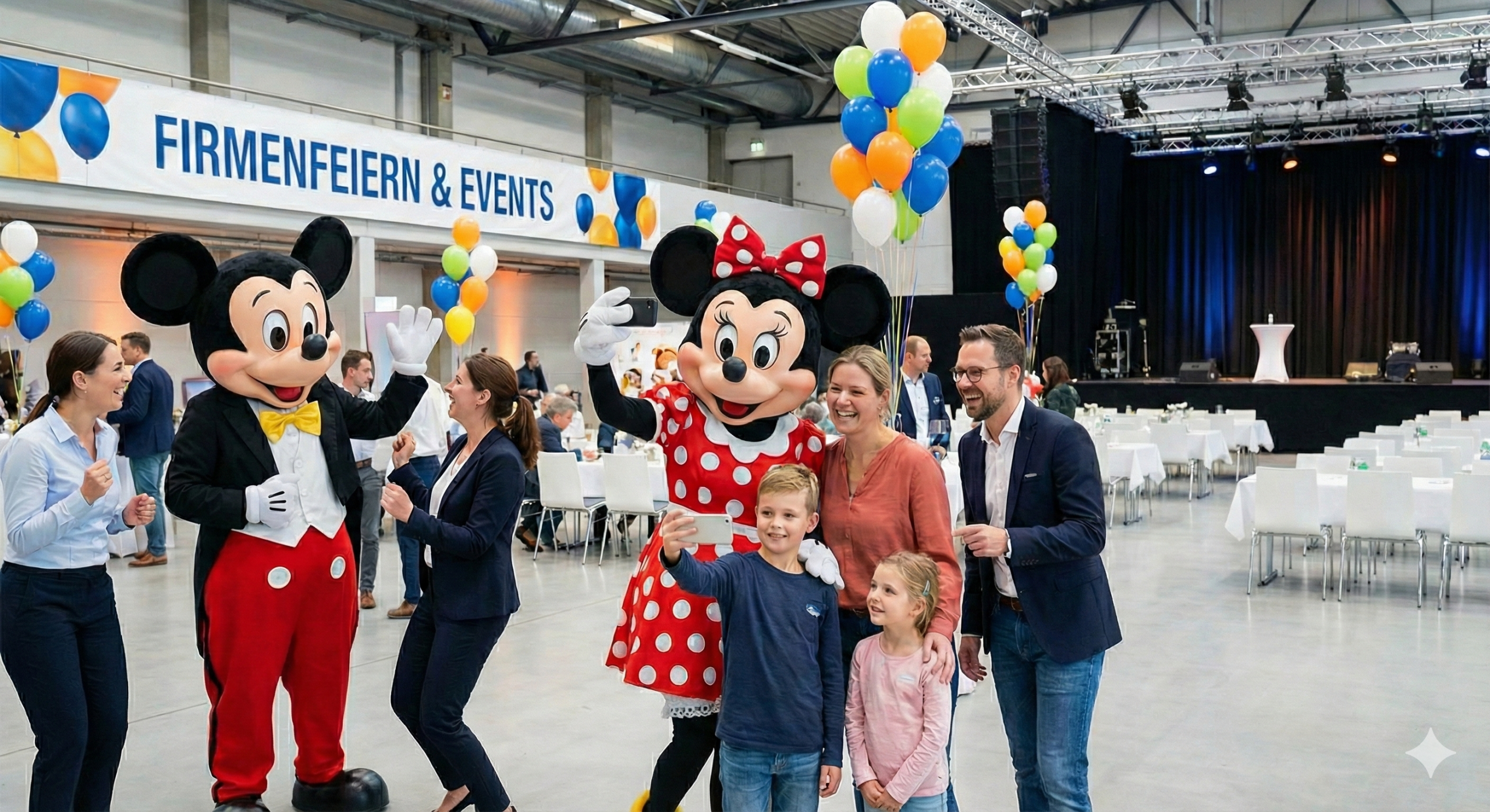 Firmenfeier mit Maskottchen